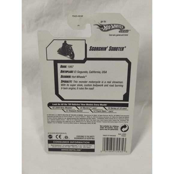 2009 Hot Wheels #105 HW Designs 9/10 SCORCHIN SCOOTER Purple w/Black - Picture 3 of 3